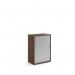 Universal single door tambour cupboard 1090mm high with 2 shelves - Walnut with silver door R1090TCW