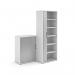 Universal single door tambour cupboard 1090mm high with 2 shelves - white with silver door R1090TCWH