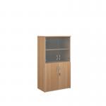 Universal combination unit with glass upper doors 1440mm high with 3 shelves - beech
