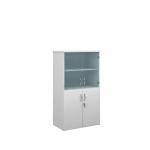 Duo combination unit with glass upper doors 1440mm high with 3 shelves - white R1440COMD-WH