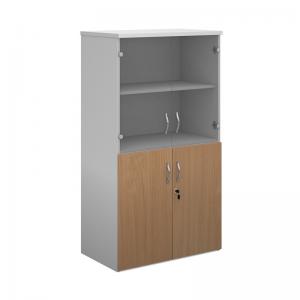 Duo combination unit with glass upper doors 1440mm high with 3 shelves
