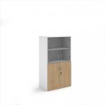 Duo combination unit with glass upper doors 1440mm high with 3 shelves - WhiteKendal Oak R1440COMD-WHKO