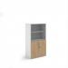 Duo combination unit with glass upper doors 1440mm high with 3 shelves - WhiteKendal Oak R1440COMD-WHKO