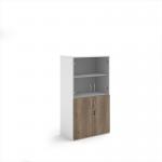 Duo combination unit with glass upper doors 1440mm high with 3 shelves - WhiteNebraska Oak R1440COMD-WHNO