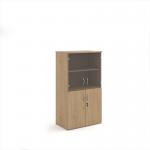 Universal combination unit with glass upper doors 1440mm high with 3 shelves - Kendal Oak R1440COMKO