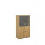Universal combination unit with glass upper doors 1440mm high with 3 shelves - oak R1440COMO