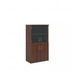 Universal combination unit with glass upper doors 1440mm high with 3 shelves - walnut R1440COMW