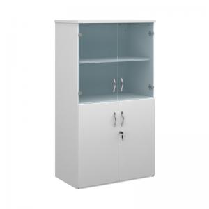 Universal combination unit with glass upper doors 1440mm high with 3