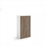 Duo double door cupboard 1440mm high with 3 shelves - white with nebraska oak doors R1440DD-WHNO