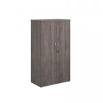 Universal double door cupboard 1440mm high with 3 shelves - grey oak