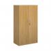 The picture shows a medium-sized cupboard with a double door design, standing at 1440mm high. The cupboard is made of oak and has three shelves inside. It is suitable for general storage purposes.