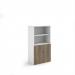 Duo combination unit with open top 1440mm high with 3 shelves - white with nebraska oak lower doors R1440OPD-WHNO