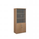 Universal combination unit with glass upper doors 1790mm high with 4 shelves - beech R1790COMB