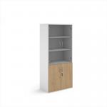 Duo combination unit with glass upper doors 1790mm high with 3 shelves - WhiteKendal Oak R1790COMD-WHKO