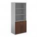 Duo combination unit with glass upper doors 1790mm high with 4 shelves - white with walnut lower doors R1790COMD-WHW