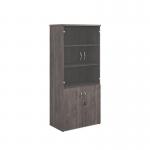 Universal combination unit with glass upper doors 1790mm high with 4 shelves - grey oak R1790COMGO