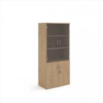 Universal combination unit with glass upper doors 1790mm high with 4 shelves - Kendal Oak R1790COMKO