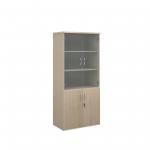 Universal combination unit with glass upper doors 1790mm high with 4 shelves - maple