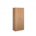 Universal double door cupboard 1790mm high with 4 shelves - beech