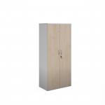 Duo double door cupboard 1790mm high with 4 shelves - white with maple doors R1790DD-WHM