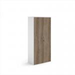 Duo double door cupboard 1790mm high with 4 shelves - white with nebraska oak doors R1790DD-WHNO