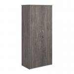 Universal double door cupboard 1790mm high with 4 shelves - grey oak R1790DGO