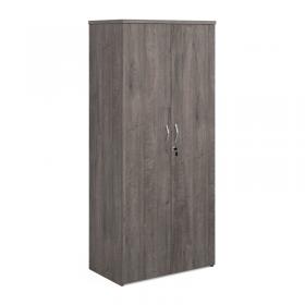 Universal double door cupboard 1790mm high with 4 shelves - grey oak R1790DGO