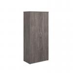 Universal double door cupboard 1790mm high with 4 shelves - grey oak