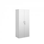 Universal double door cupboard 1790mm high with 4 shelves - white