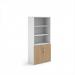 Duo combination unit with open top 1790mm high with 4 shelves - white with kendal oak lower doors R1790OPD-WHKO