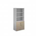 Duo combination unit with open top 1790mm high with 4 shelves - white with maple lower doors R1790OPD-WHM