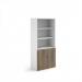 Duo combination unit with open top 1790mm high with 4 shelves - white with nebraska oak lower doors R1790OPD-WHNO
