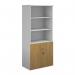 Duo combination unit with open top 1790mm high with 4 shelves - white with oak lower doors R1790OPD-WHO