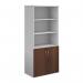 Duo combination unit with open top 1790mm high with 4 shelves - white with walnut lower doors R1790OPD-WHW