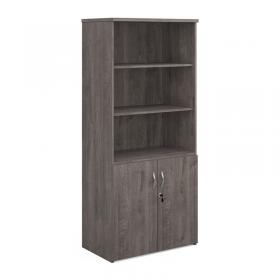 Universal combination unit with open top 1790mm high with 4 shelves - grey oak R1790OPGO