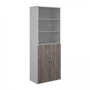 Duo combination unit with glass upper doors 2140mm high with 5 shelves