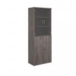 Universal combination unit with glass upper doors 2140mm high with 5 shelves - grey oak R2140COMGO
