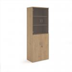 Universal combination unit with glass upper doors 2140mm high with 5 shelves - Kendal Oak R2140COMKO