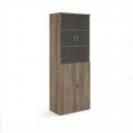 Universal combination unit with glass upper doors 2140mm high with 5 shelves - Nebraska Oak R2140COMNO