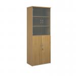 Universal combination unit with glass upper doors 2140mm high with 5 shelves - oak R2140COMO