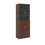 Universal combination unit with glass upper doors 2140mm high with 5 shelves - walnut R2140COMW