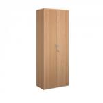 Universal double door cupboard 2140mm high with 5 shelves - beech R2140DB