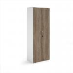 Duo double door cupboard 2140mm high with 5 shelves - white with nebraska oak doors R2140DD-WHNO
