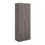 Universal double door cupboard 2140mm high with 5 shelves - grey oak R2140DGO