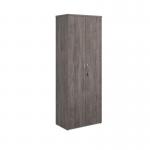 Universal double door cupboard 2140mm high with 5 shelves - grey oak