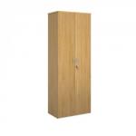 Universal double door cupboard 2140mm high with 5 shelves - oak
