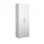 Universal double door cupboard 2140mm high with 5 shelves - white R2140DWH