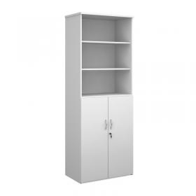 Duo combination unit with open top 2140mm high with 5 shelves - white R2140OPD-WH