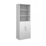 Duo combination unit with open top 2140mm high with 5 shelves - white R2140OPD-WH