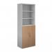 Duo combination unit with open top 2140mm high with 5 shelves - white with beech lower doors R2140OPD-WHB